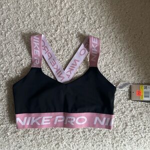 Nike Black Sports Bra with Pink Elastic